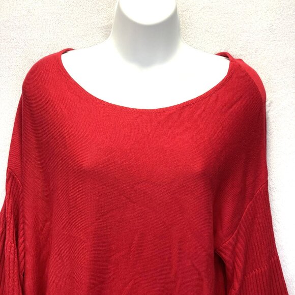 Lane Bryant Bell Sleeve Sweater Womens 14/16 Red Pullover Scoop Party Holiday XL - Picture 4 of 10